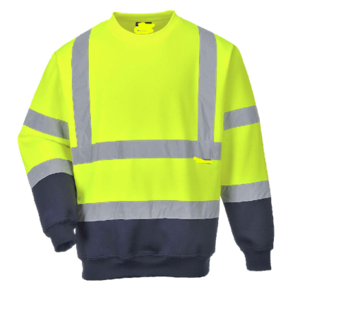 Hi Vis Two Tone Sweatshirt EN ISO 20471 Yellow Navy
