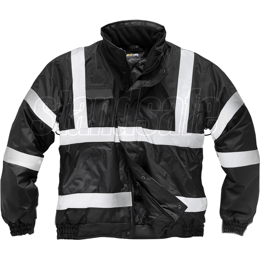 Childrens Black Waterproof Safety Jacket Hi Vis Workwear Farmwear SuperStuff Workwear
