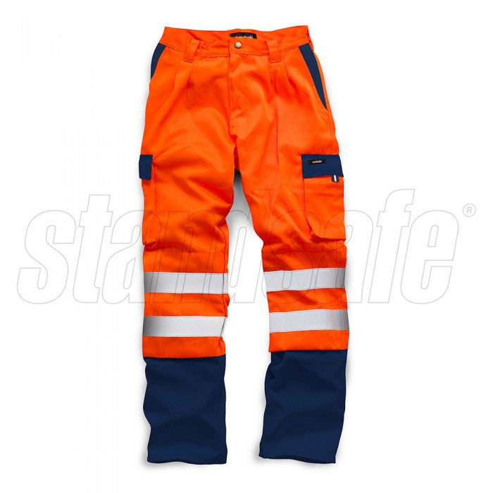 HI VIS 2 TONE POLYCOTTON TROUSER Orange EN ISO 20471 GO/RT 3279/RIS-3279-TOM - SuperStuff Workwear
