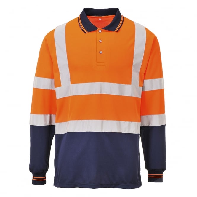 Hivis Two Tone Long Sleeve Polo Shirt EN ISO 20471